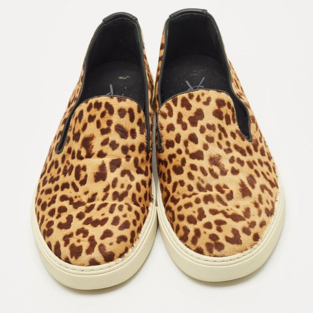Saint Laurent Brown/black Calf Hair And Leather Slip On Sneakers Size 44 - Picture 3 of 7